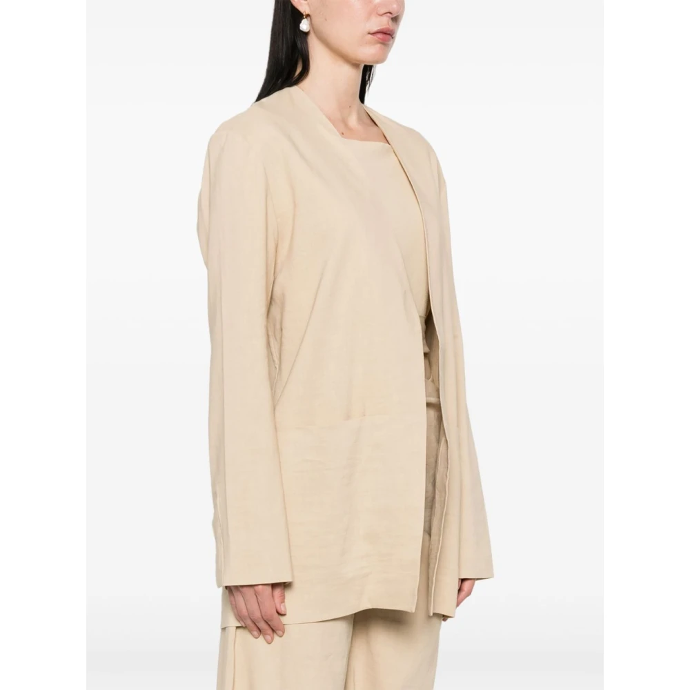 Cortana Beige Open Front Jas met Zakken Beige Dames