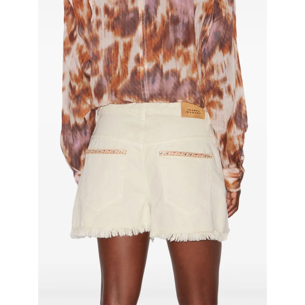 Isabel Marant Étoile Witte denim shorts met geborduurd motief White Dames