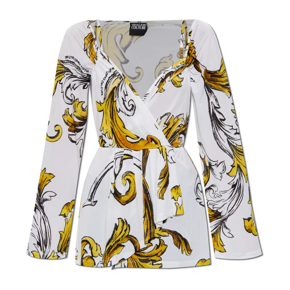 Versace Jeans Couture Top met Outline Barocco print White Dames