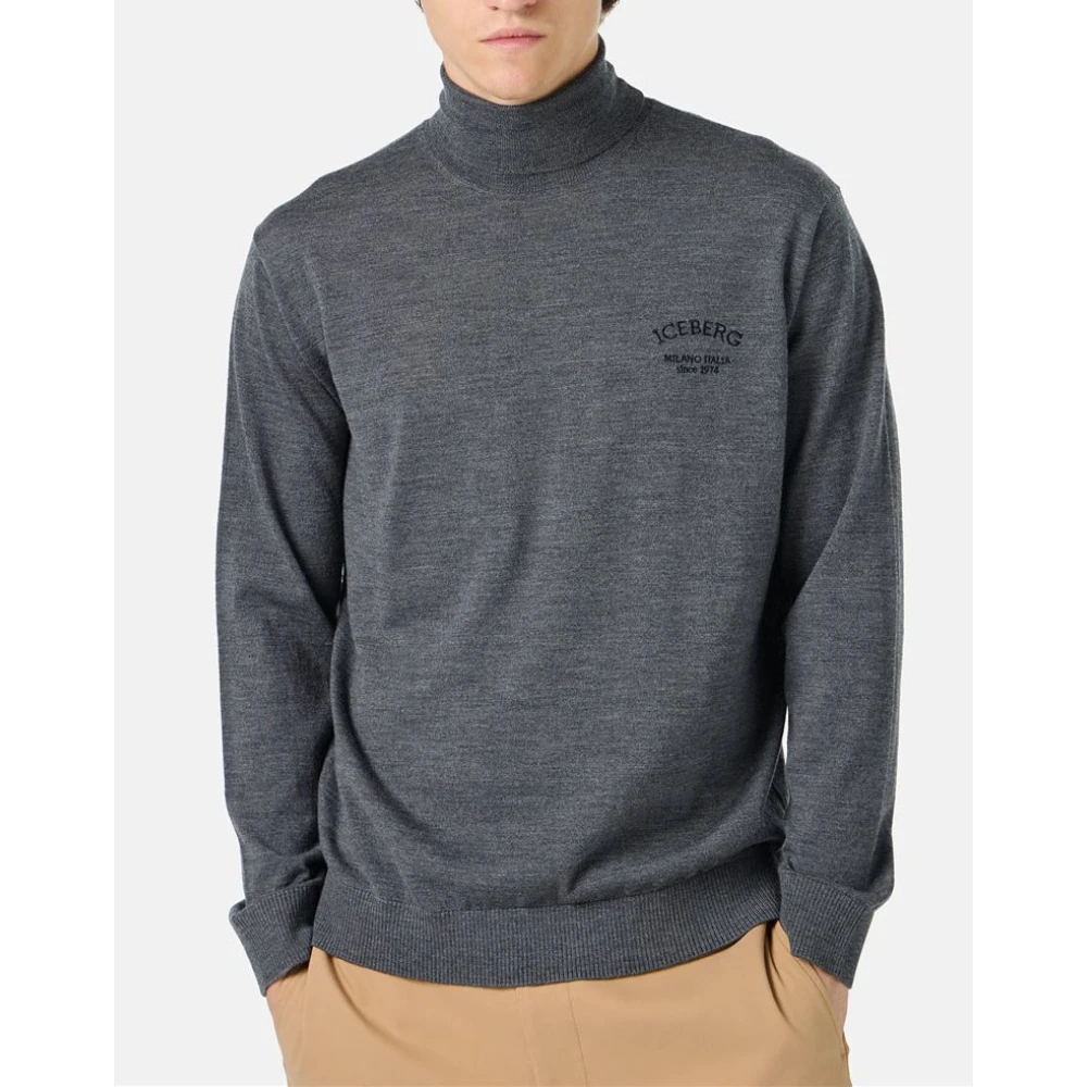 Iceberg Wollen coltrui met logo Gray Heren