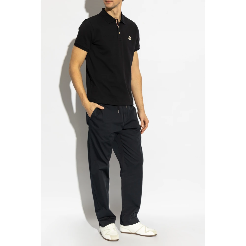 Moncler Katoenen polo met logopatch Blue Heren