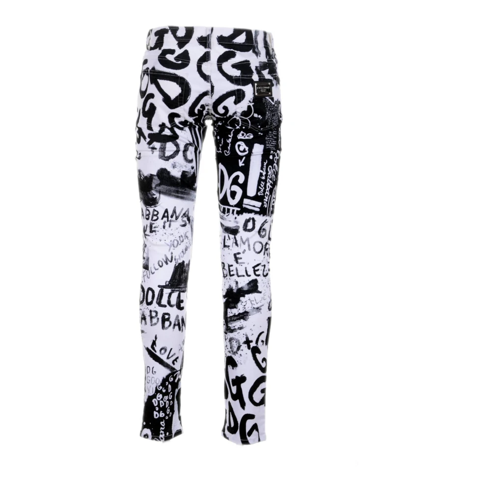 Dolce & Gabbana Gedrukte denim broek voor mannen Multicolor Heren