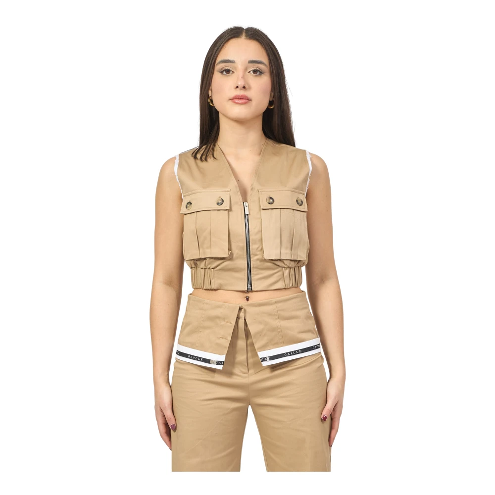 Gaëlle Paris Beige T-shirts en Polos Fullzip Model Beige Dames