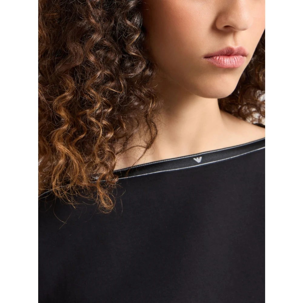 Emporio Armani Zwarte Sweater met Logodetail Black Dames
