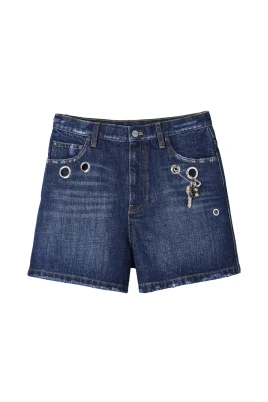 Grommet Denim Shorts