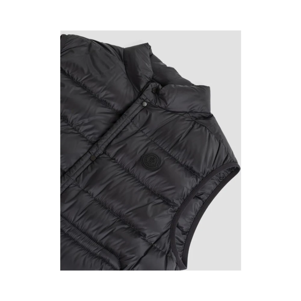 Moncler Zwarte mouwloze donsjack met rits Green Heren