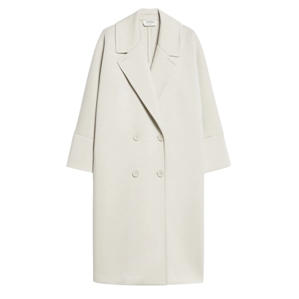 Max Mara Neopreen Gebreide Dubbele-Knoopjas Beige Dames