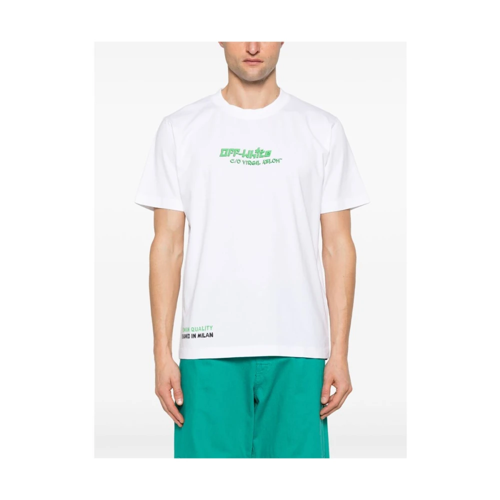 Off White Wit Logo Print Crew Neck T-shirt Multicolor Heren