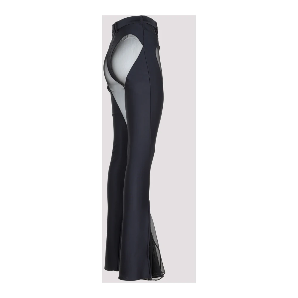 Mugler Zwarte Flare Leggings met Doorzichtige Panelen Black Dames