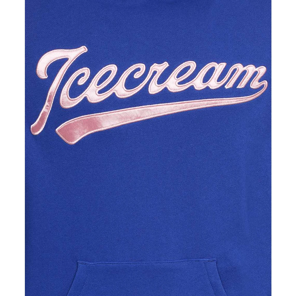 Icecream Geborduurde katoenen hoodie Blue Heren