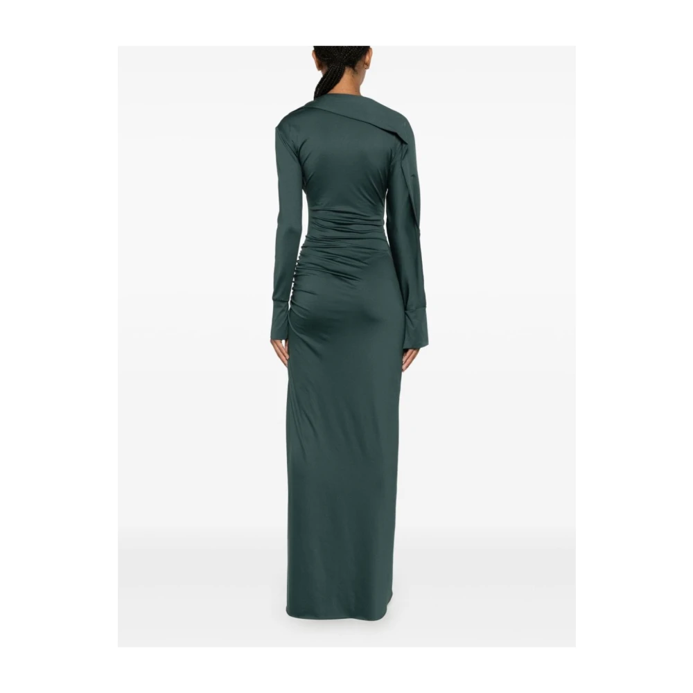 Victoria Beckham Groene Asymmetrische Halsjurk met Sjerp Green Dames