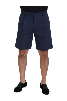 Blå Chino Veckade Shorts