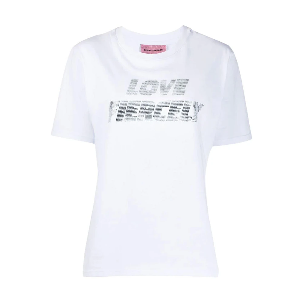 Chiara Ferragni Collection Witte Katoenen T-shirt met Korte Mouwen White Dames