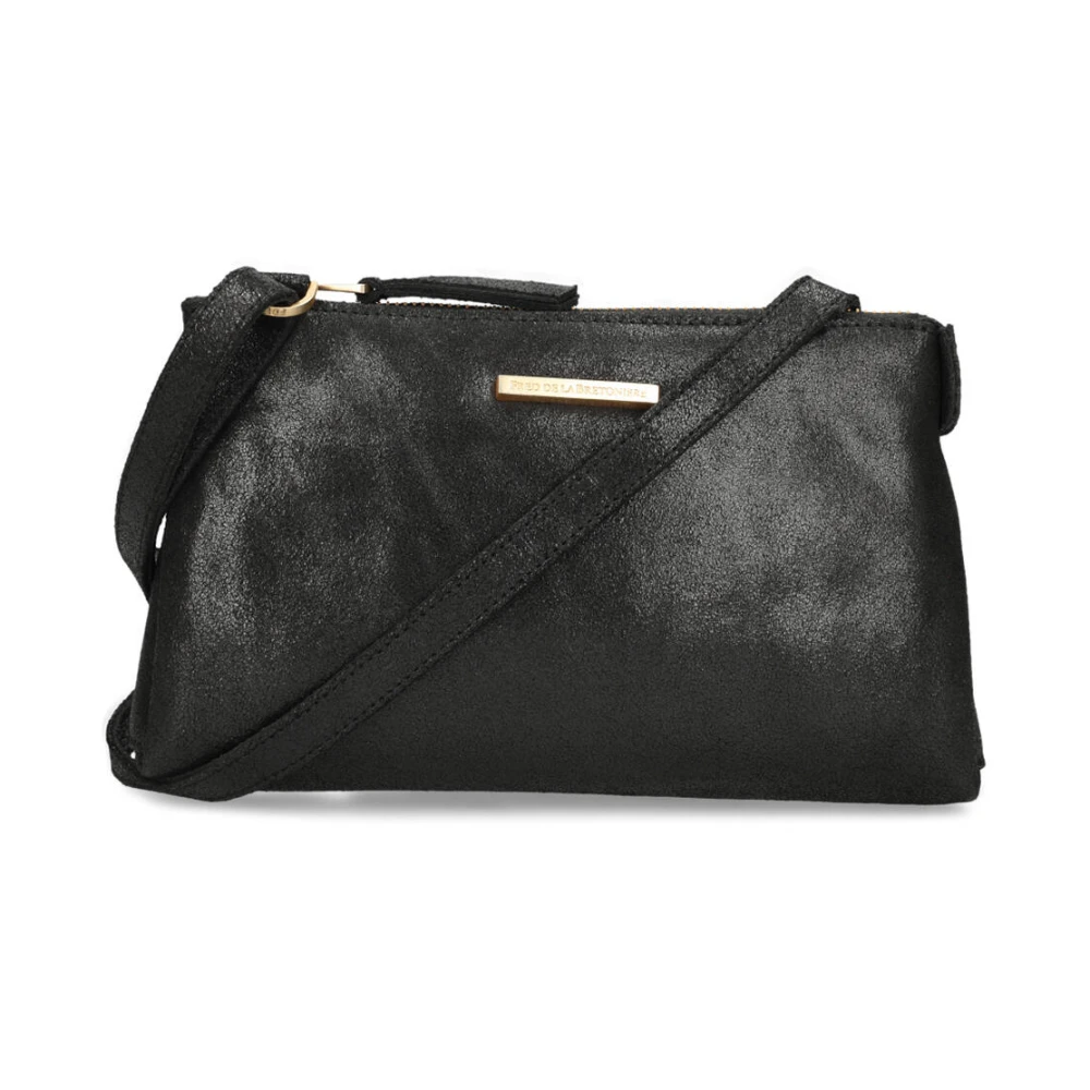 Fred de la Bretoniere Zwarte Leren Crossbody Schoudertas Black Dames