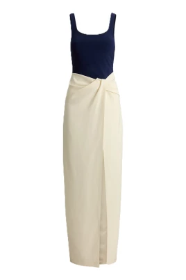 Twist-detail Two-Tone Maxi Klänning