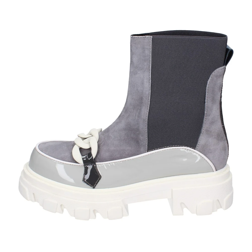 Stokton Women's Gray Chelsea Boots, 6 Uk, Suede Ankle Boots For