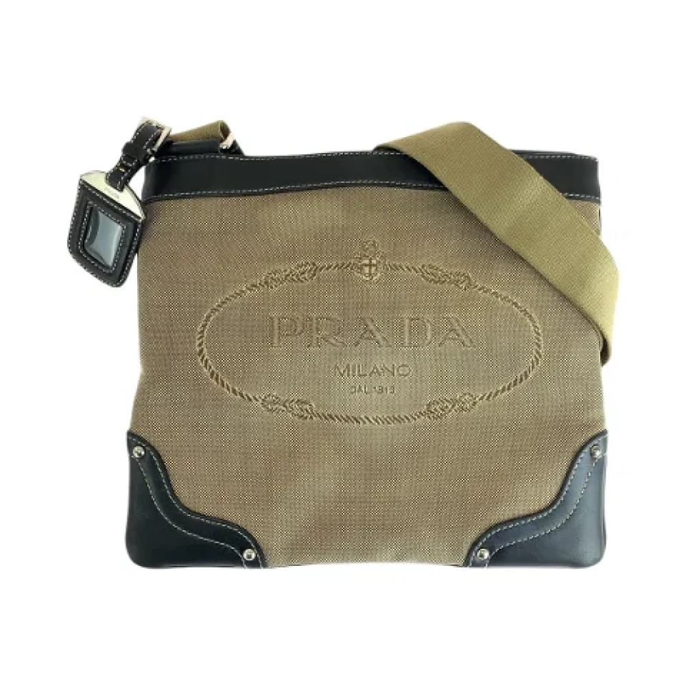 Prada Vintage Pre-owned Canvas crossbody-bags Beige Dames