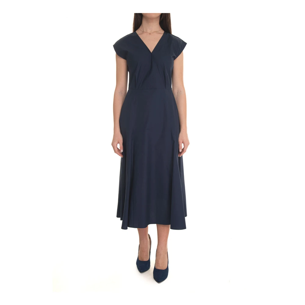 Pennyblack V-hals Mouwloze Katoenen Jurk Blue Dames