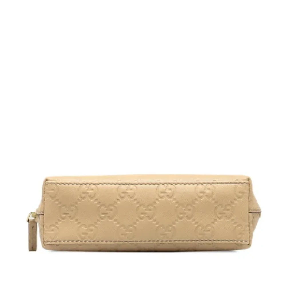 Gucci Vintage Pre-owned Leather pouches Beige Dames