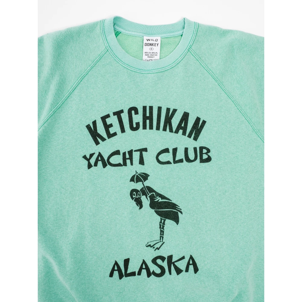 Wild Donkey Vintage Ketchikan Crew Sweatshirt Green Heren