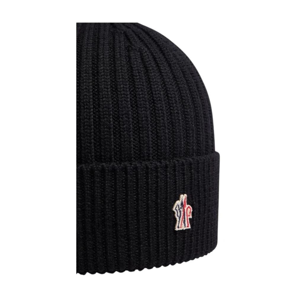 Moncler Ribgebreide Wollen Beanie Zwart Black Unisex