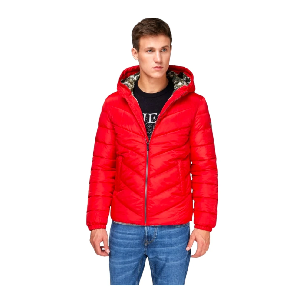 Guess Gewatteerde jas met capuchon Red Heren