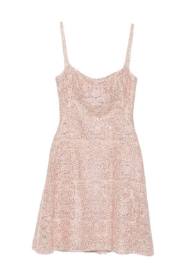 knee length dresses for ladies Mini dress in cotton crochet with long sleeves