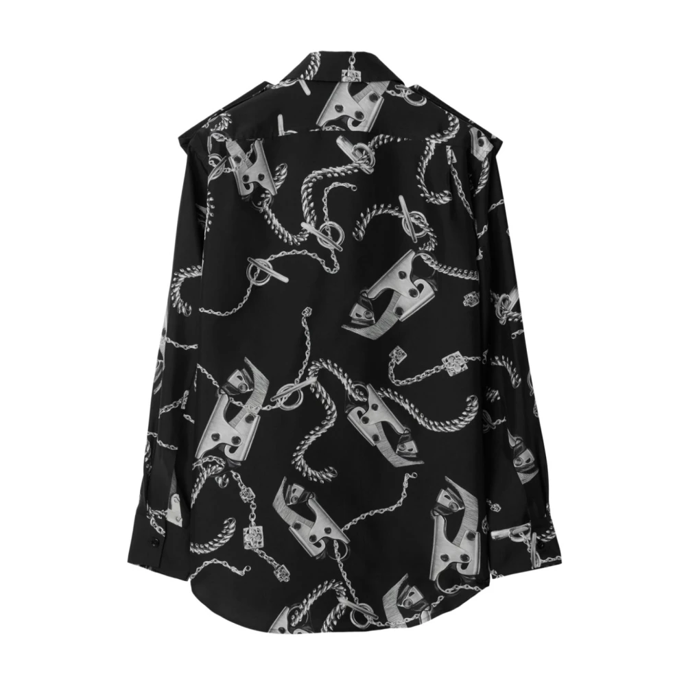 Burberry Grafische Print Zijden Shirt Zwart Black Dames