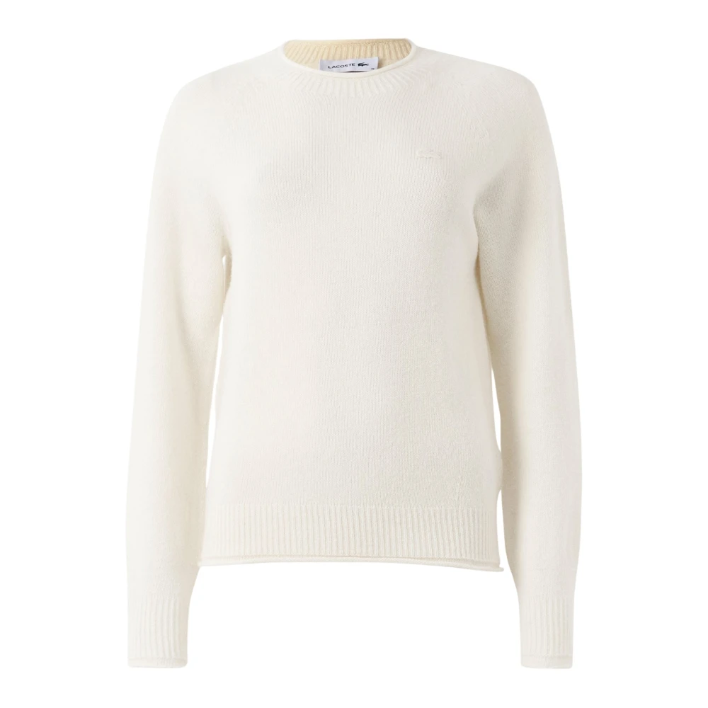 Lacoste Women's Beige 3D Knit Carded Wool Sweater
