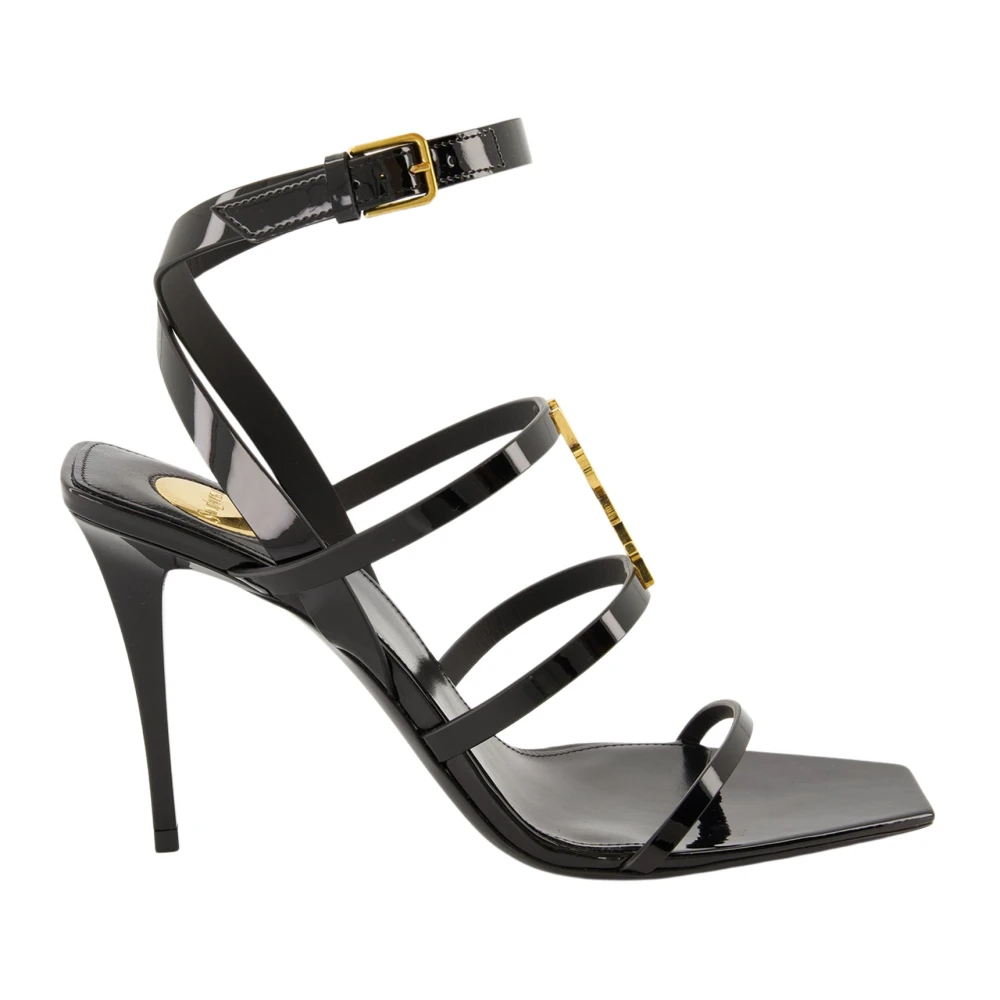 Saint Laurent Women's Black Cassandra Patent Leather Sandals