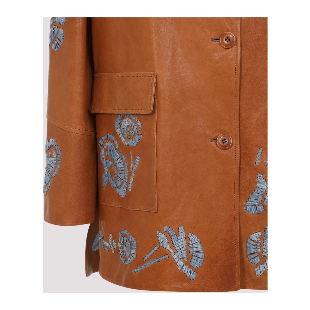 Ermanno Scervino Bruin Leren Jas Verhoog Stijl Brown Dames