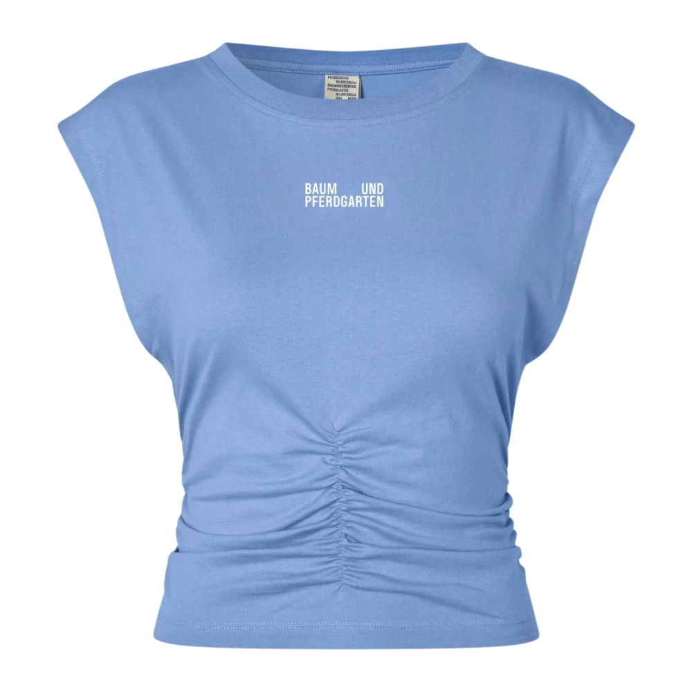 BAUM UND PFERDGARTEN Gerimpeld Mouwloos Katoenen T-Shirt Blue Dames