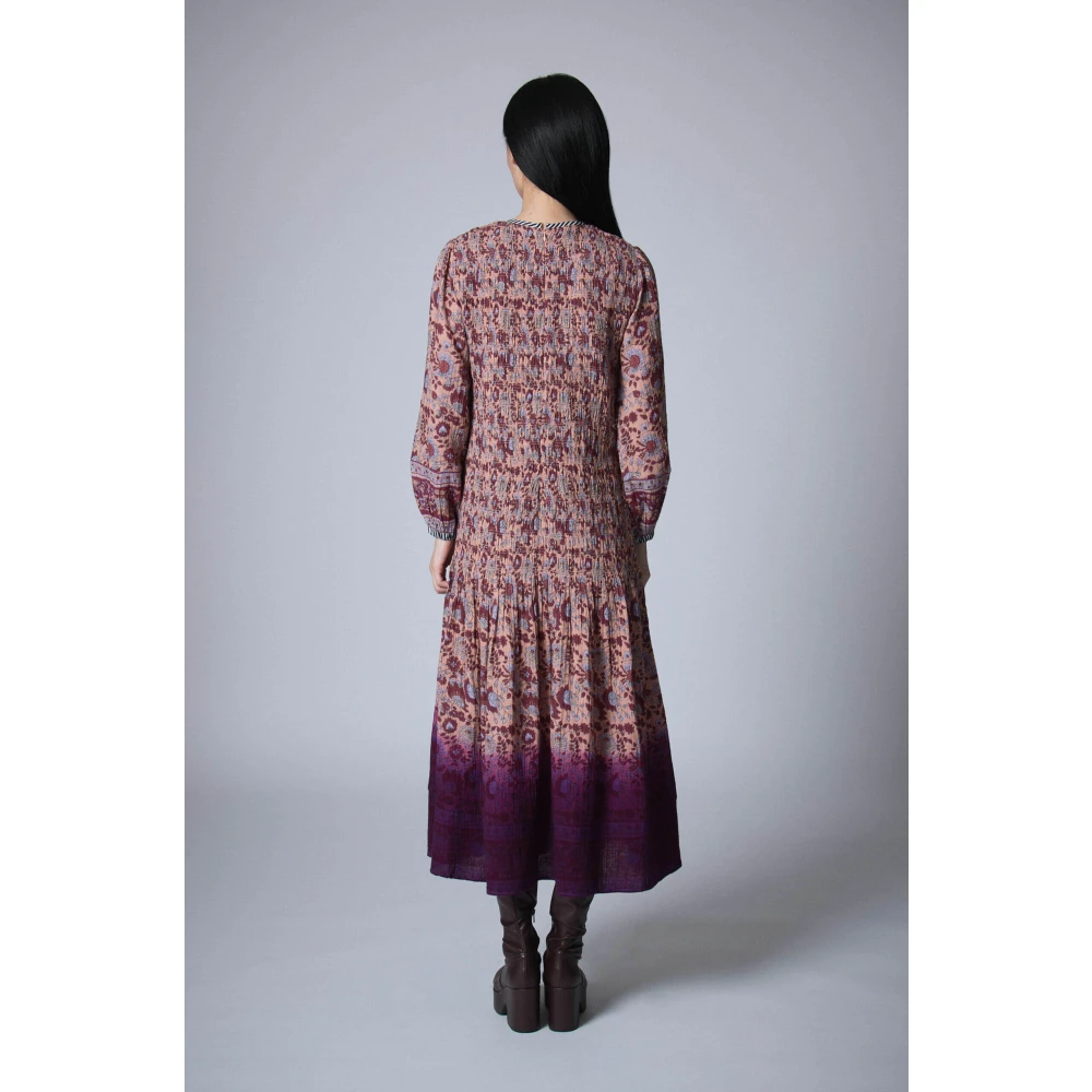 Manoush Bohemian Bloemen Lange Mouw Jurk Multicolor Dames