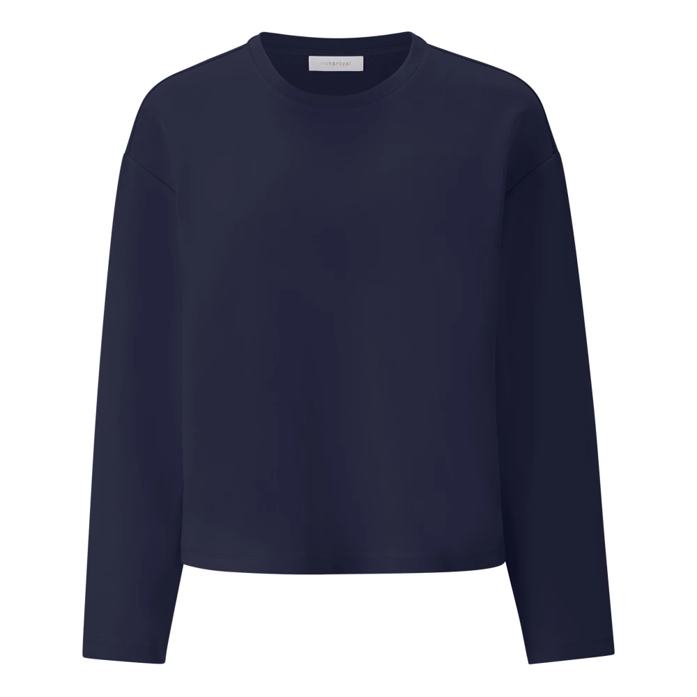 Rich & Royal Zachte Crew Neck T-Shirt Blue Dames