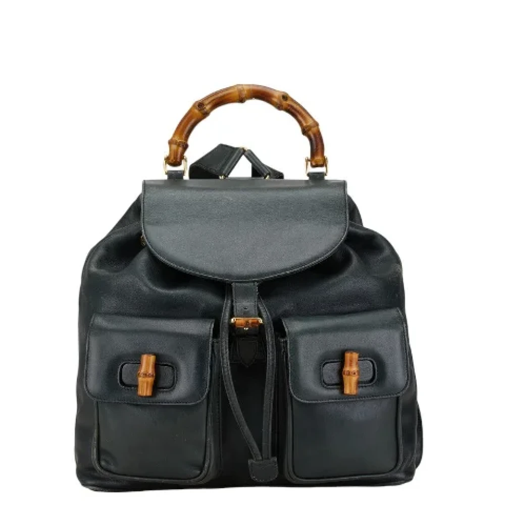 Gucci Vintage Pre-owned Leather backpacks Black Dames