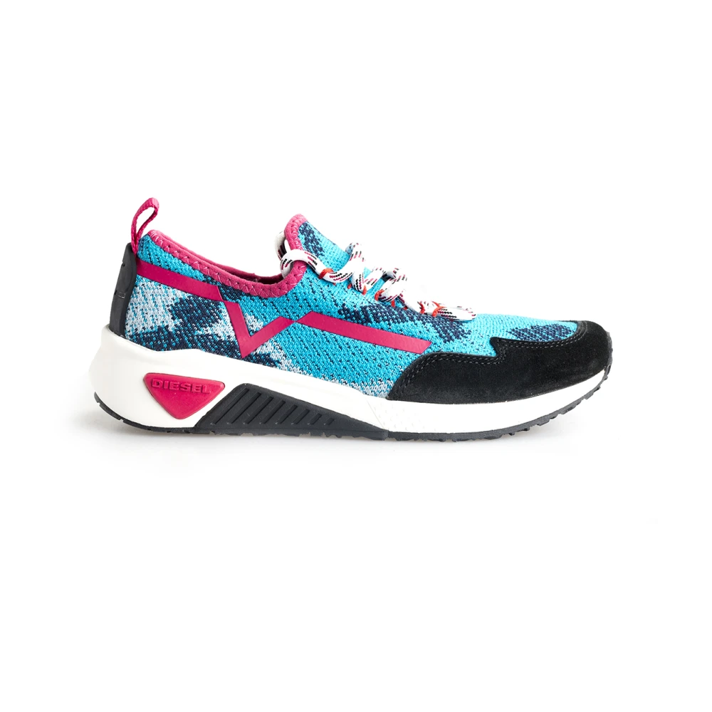 Diesel Veelkleurige Sequin Sneakers met Veters Dames Schoenen Blauw