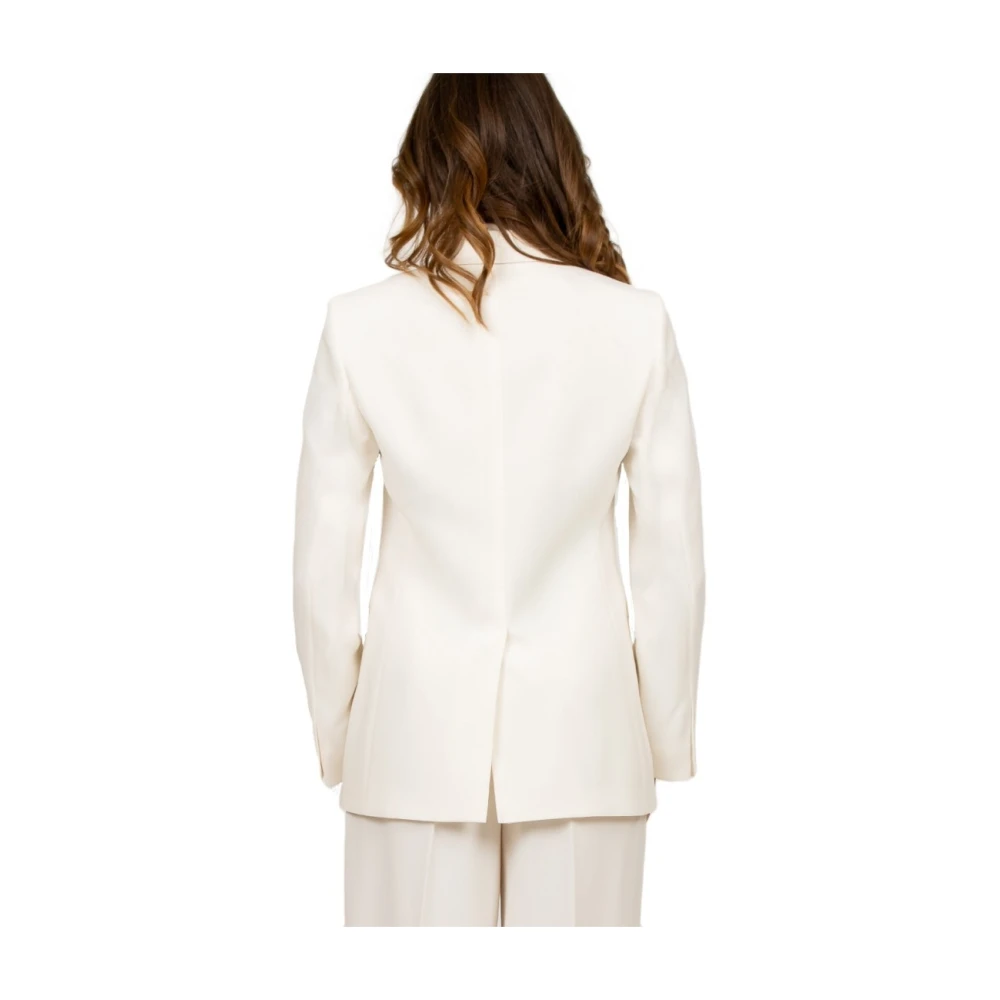 Max Mara Studio Boter Cady Single-Breasted Jas White Dames