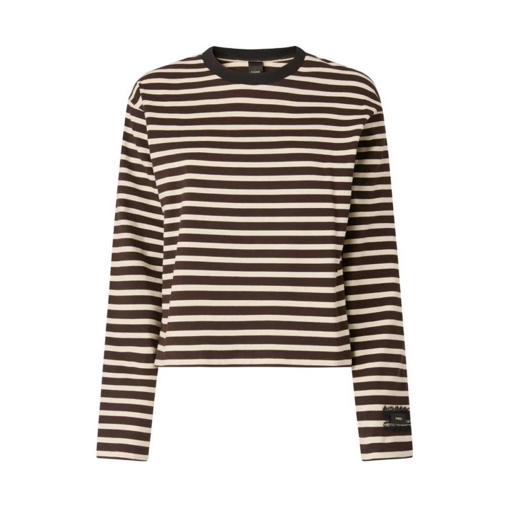 Pinko Vrouw Bruin Tops Dames, M, Nylon, Lange Mouwen Top