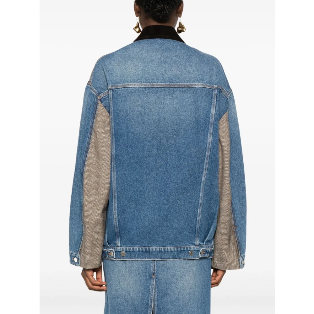 Stella Mccartney Blauwe Denim Tweed Jas Blue Dames