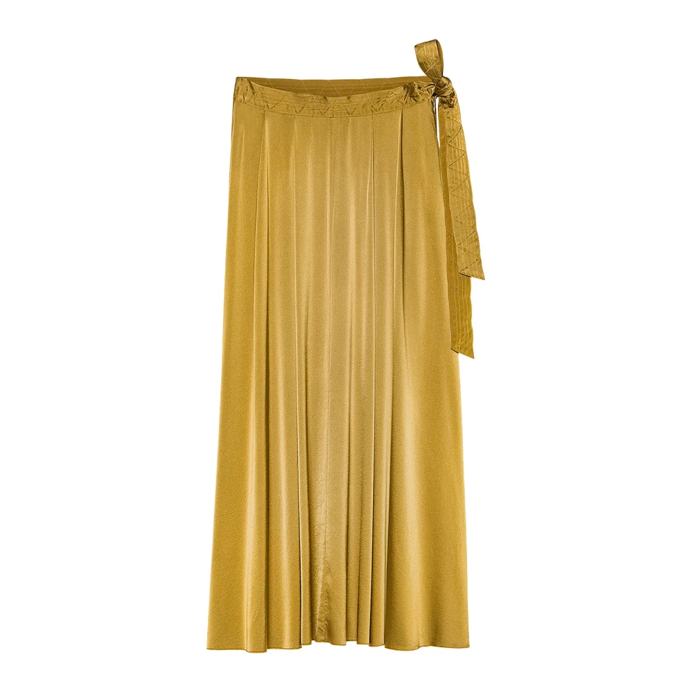 Forte Forte Women's Green Midi Skirts, M, Silk Satin Midi Skirt