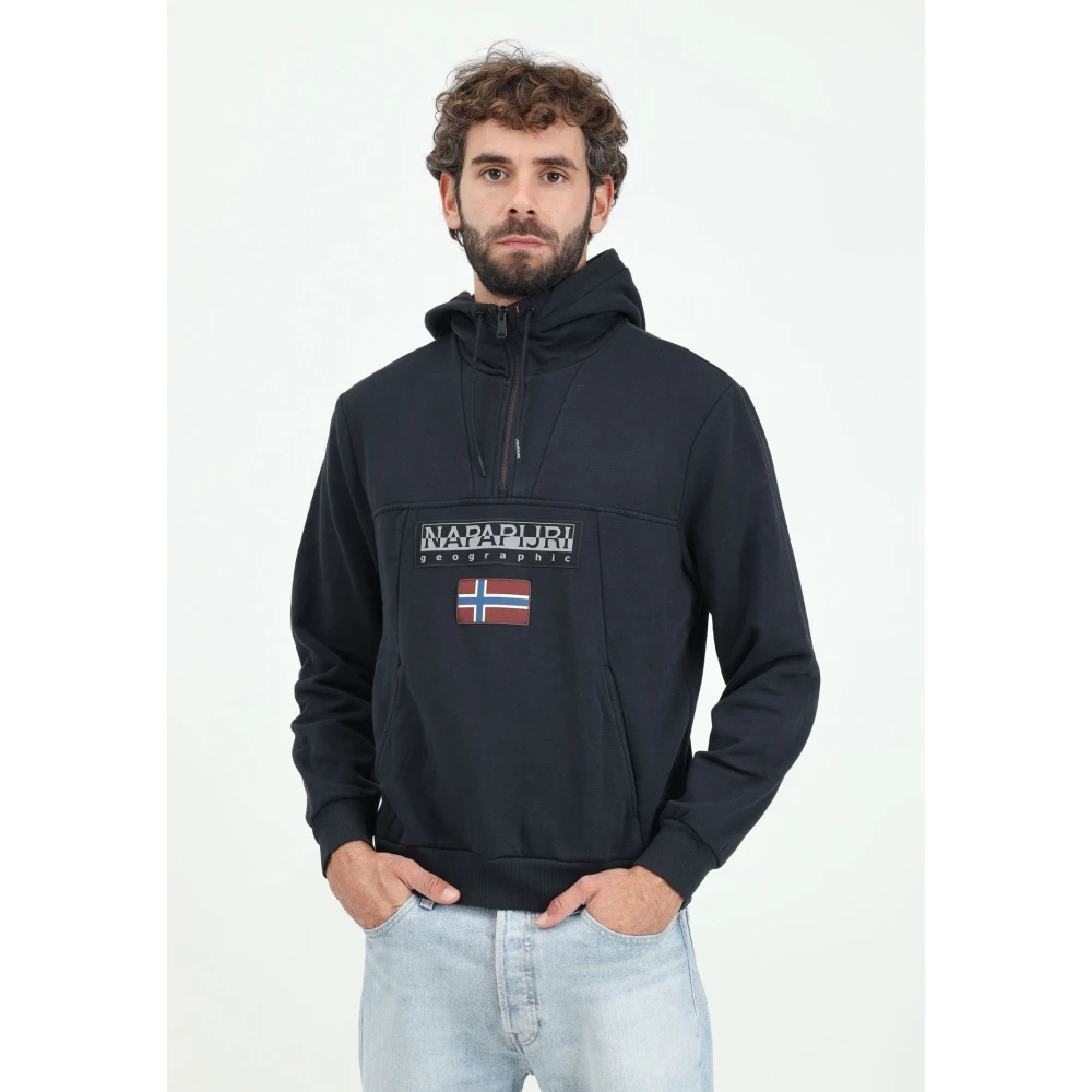 Napapijri Zwarte Half-Zip Sweater Winterstijl Black Heren