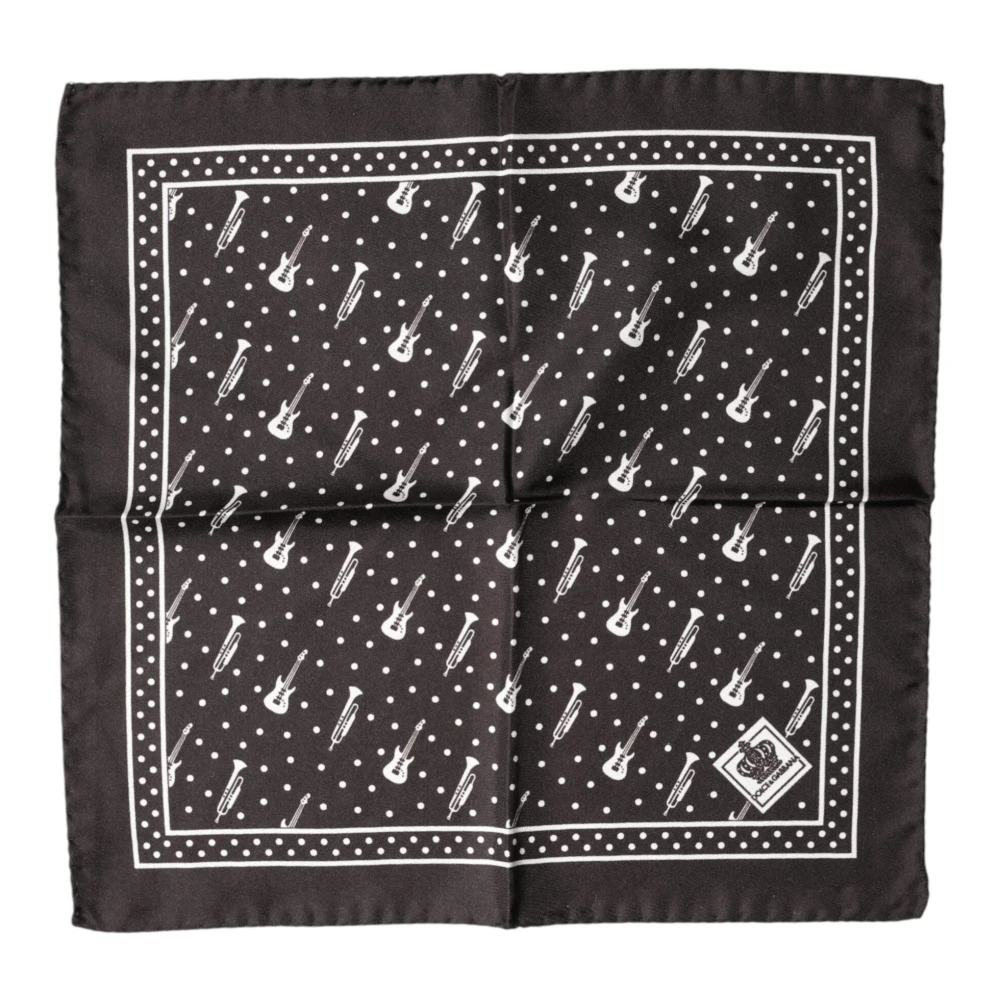 Dolce & Gabbana Men's Black Handkerchiefs, One Size, Guitar Trumpet Handkerchief Scarf