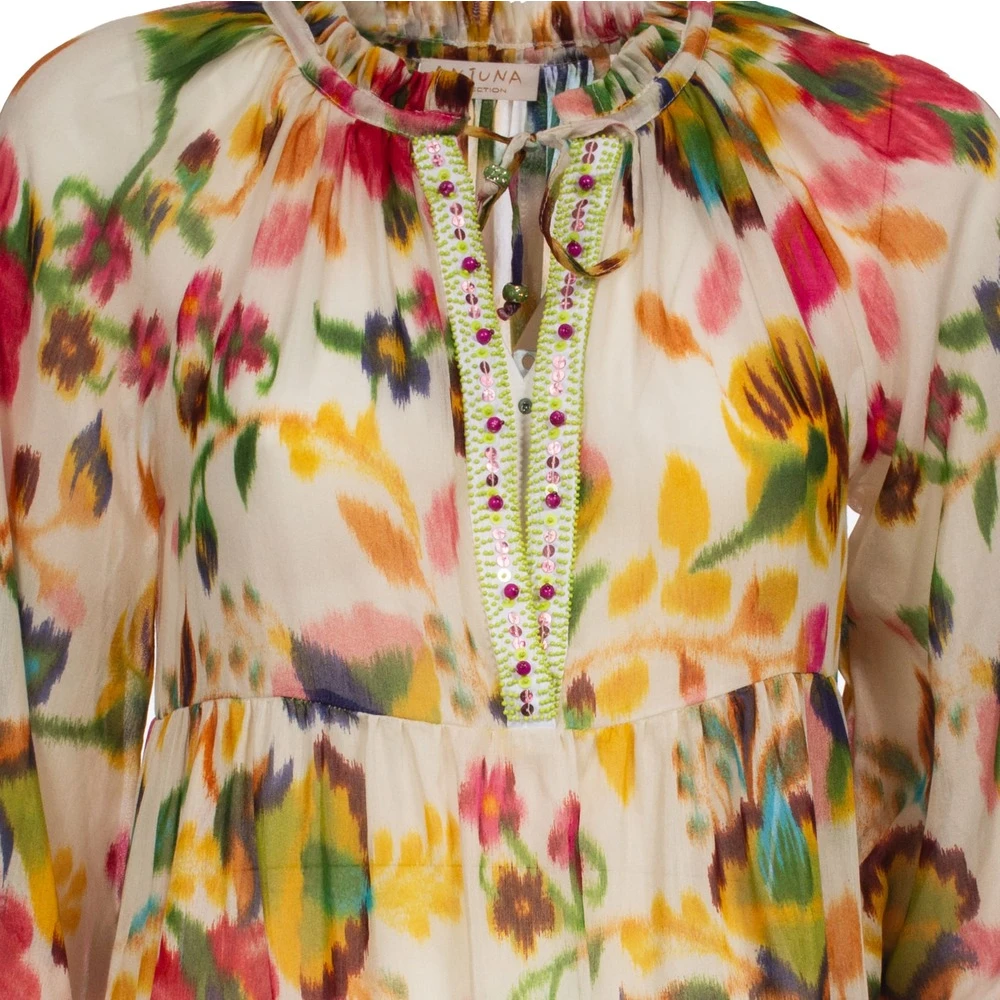 Anjuna Kleurrijke Lange Mouw Asymmetrische Jurk Multicolor Dames