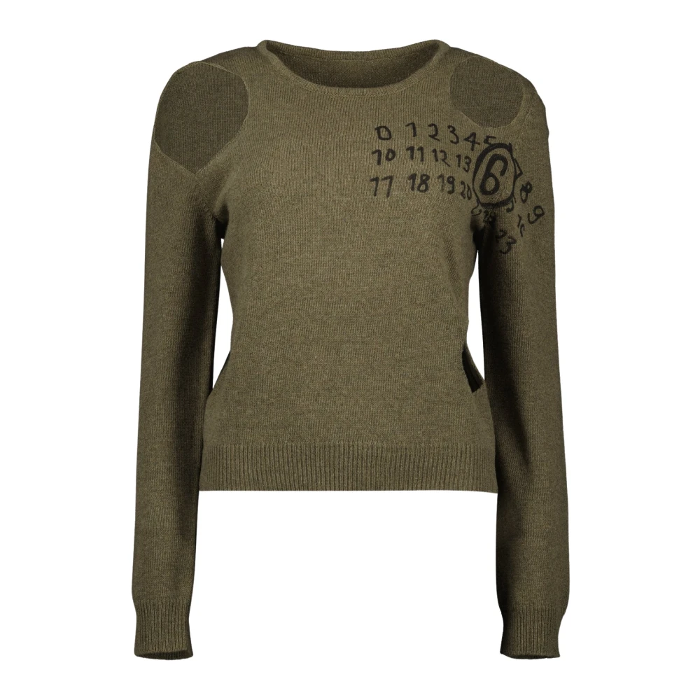 MM6 Maison Margiela Wollen trui met schoudergaten Green Dames