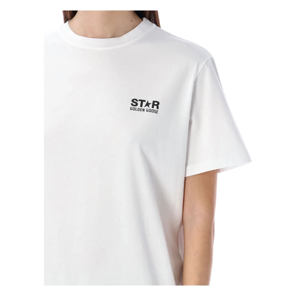 Golden Goose Logo Star Regular T-Shirt in Zwart White Dames
