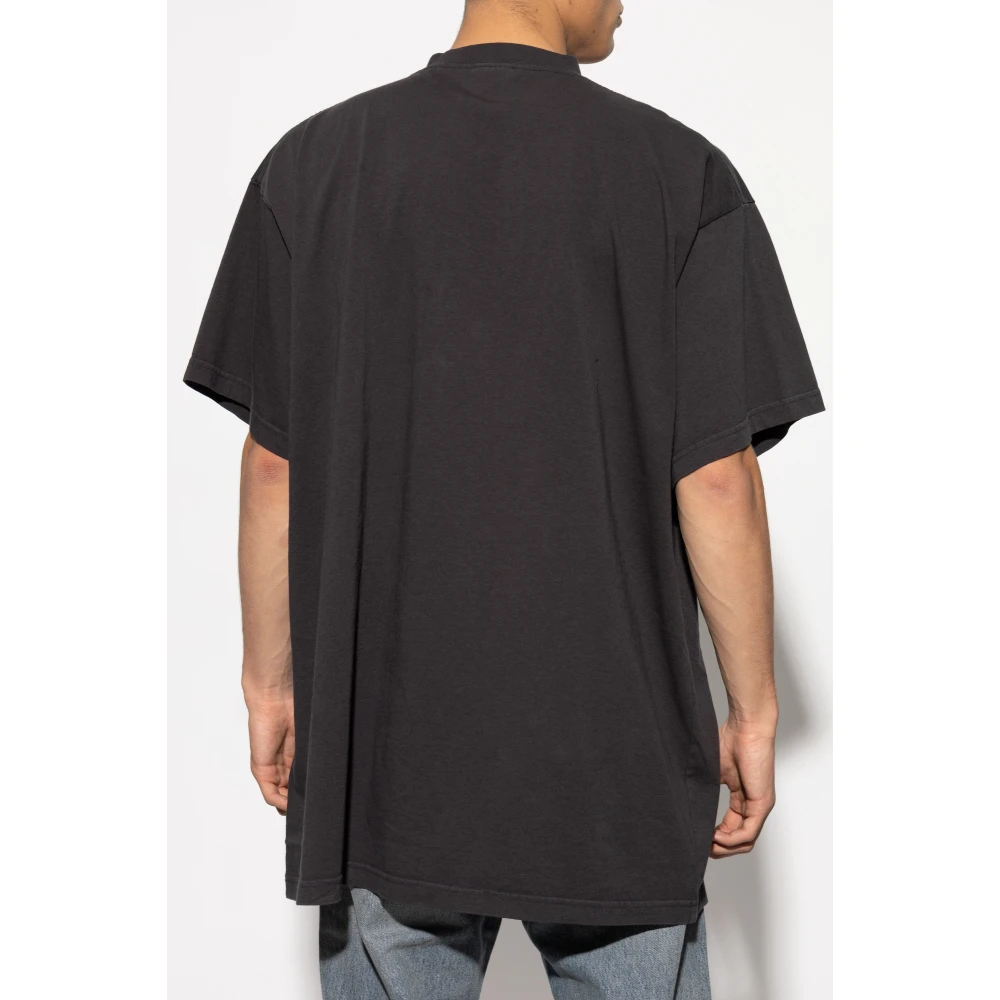 Balenciaga T-shirt met Gedrukt Logo Black Heren