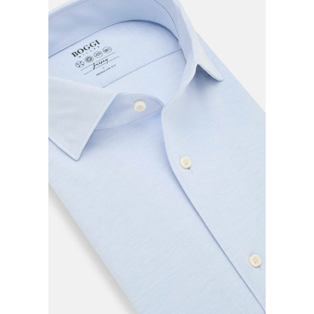 Boggi Milano Jersey Bowling Kraag Polo Shirt Reg Fit Blue Heren