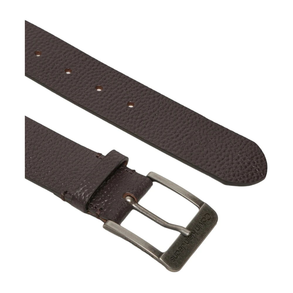 Calvin Klein Bruine leren riem met gespsluiting Brown Heren