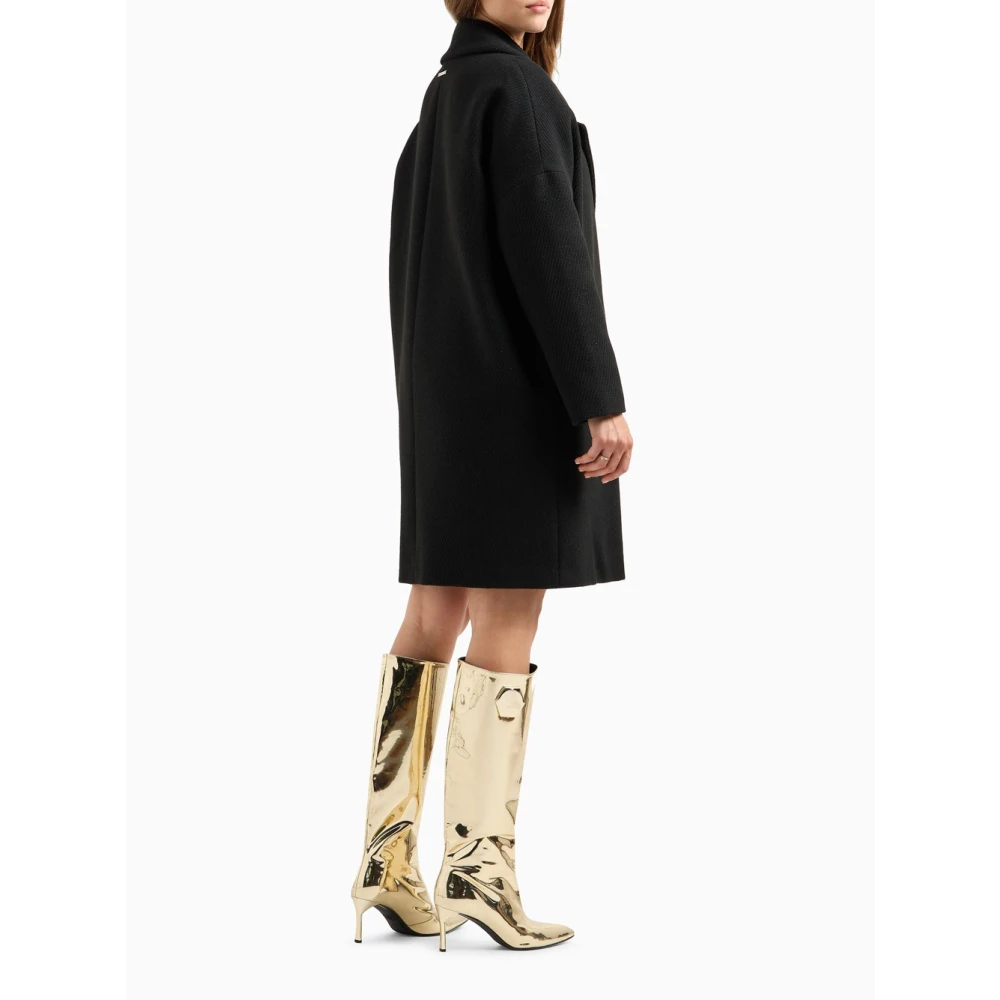Emporio Armani Zwarte Oversize Caban Jas Black Dames