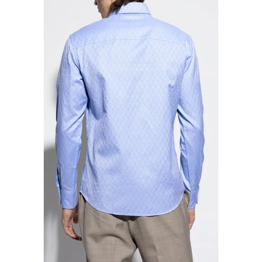 Salvatore Ferragamo Monogram Shirt Blue Heren